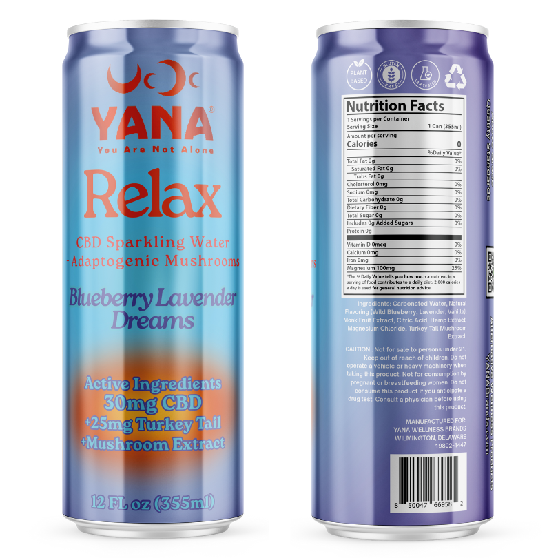 Relax CBD + Mushrooms Sparkling Water